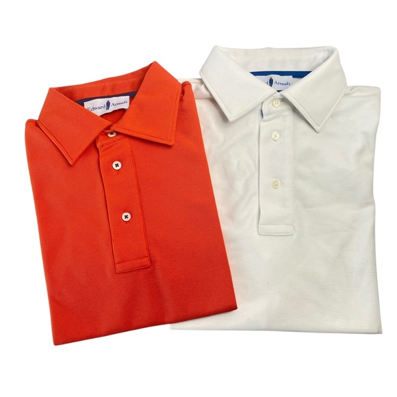 EDWARD ARMAH Set of Two Small  Milano Cotton Dress Polo Orange and White - Picture 2 of 7